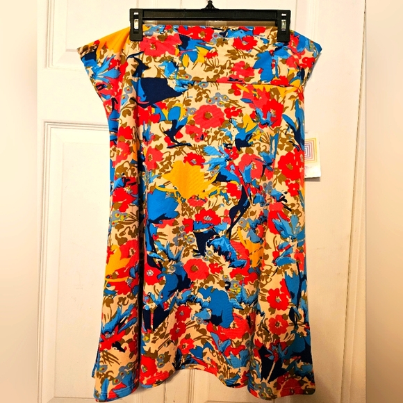#189 LuLaRoe Colorful "Azure" Floral Skirt, Size: 3X - Picture 1 of 6